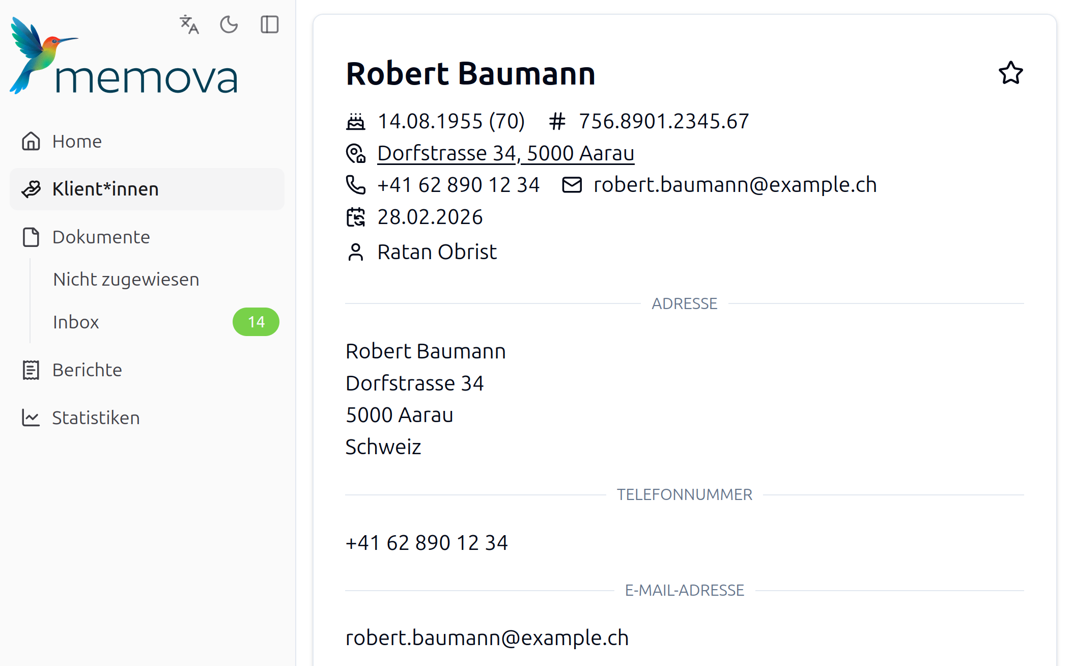Klient*innen Dashboard